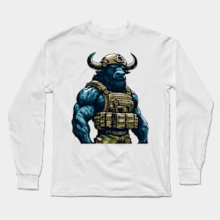 Tactical Minotaur Power Tee: Where Mythical Might Meets Modern Strength Long Sleeve T-Shirt